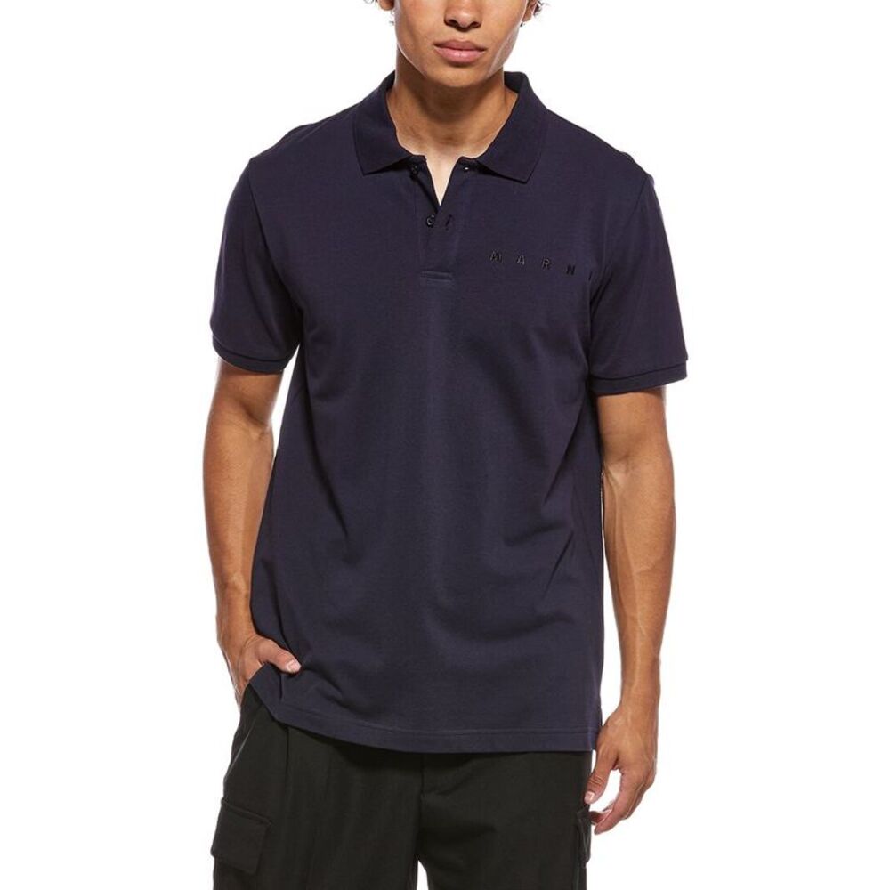 Marni Mens  Logo Polo Shirt, Black